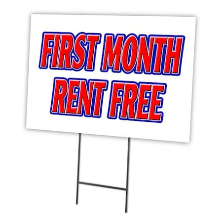 Signmission First Month Rent Free Yard & Stake outdoor plastic coroplast window, C-1824 First Month Rent Free C-1824 First Month Rent Free